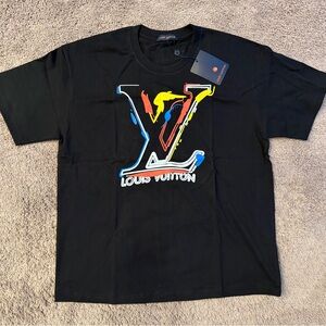 Louis Vuitton Multicolor Logo Black Tee